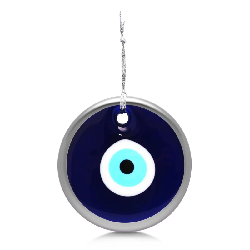 evil eye glass wall hanging silver gold blue options