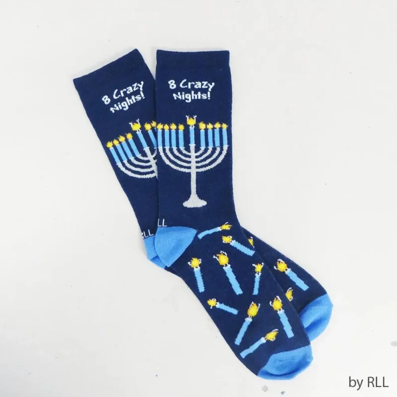 festive chanukah crew socks for adults 8 crazy nights design