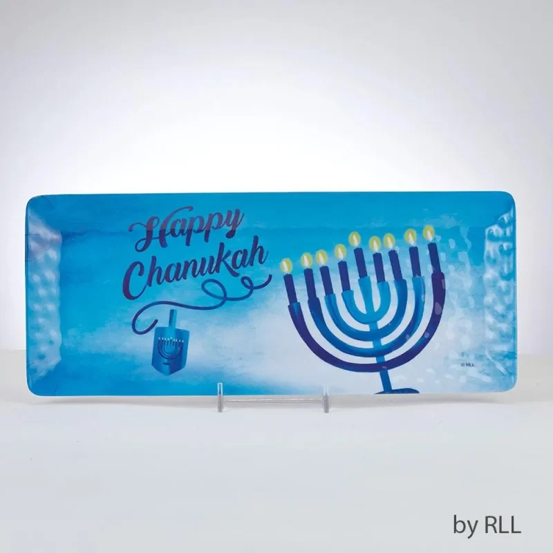 festive chanukah melamine tray rectangular design