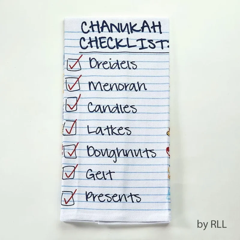 festive chanukah tea towel checklist