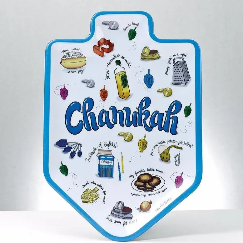 festive dreidel serving plate for chanukah