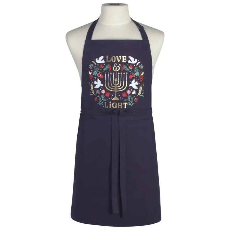 festive hanukkah apron love light design