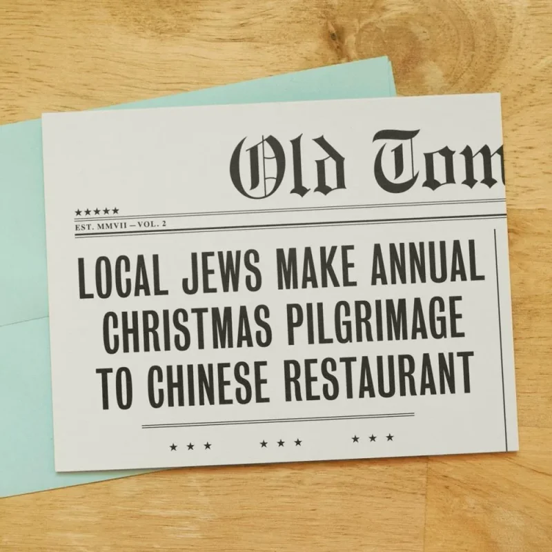 festive hanukkah cards 6 pack with chinese restaurant theme