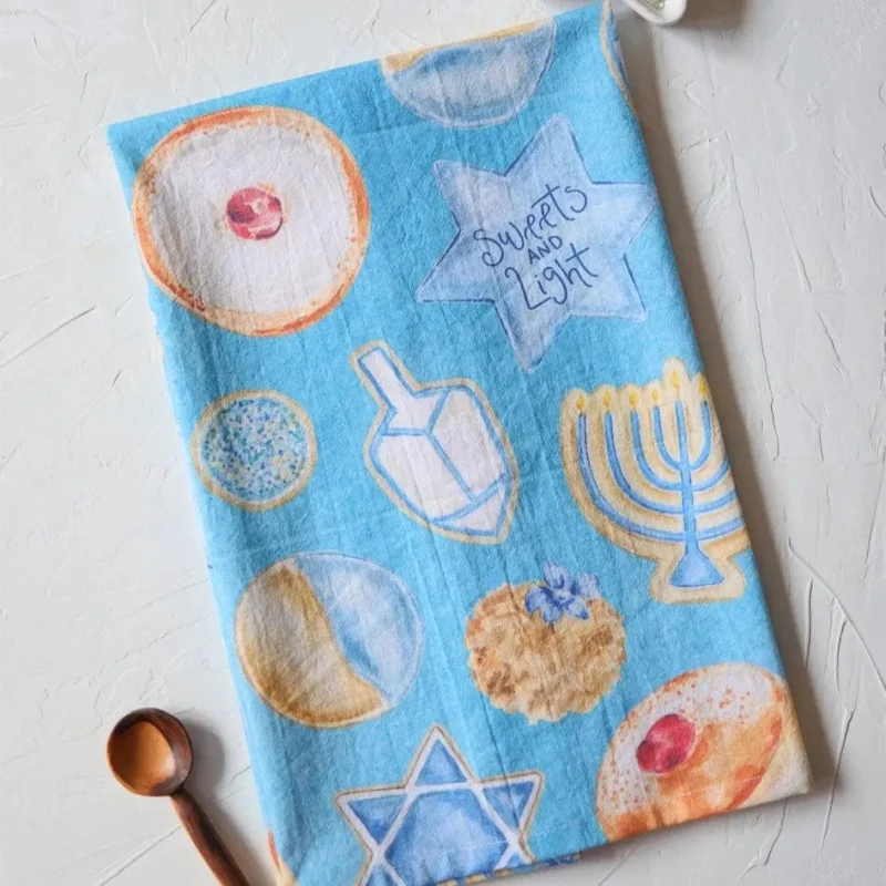 festive hanukkah cookie tea towel perfect for holiday cheer