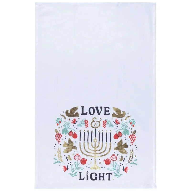 festive hanukkah dishtowel love light design