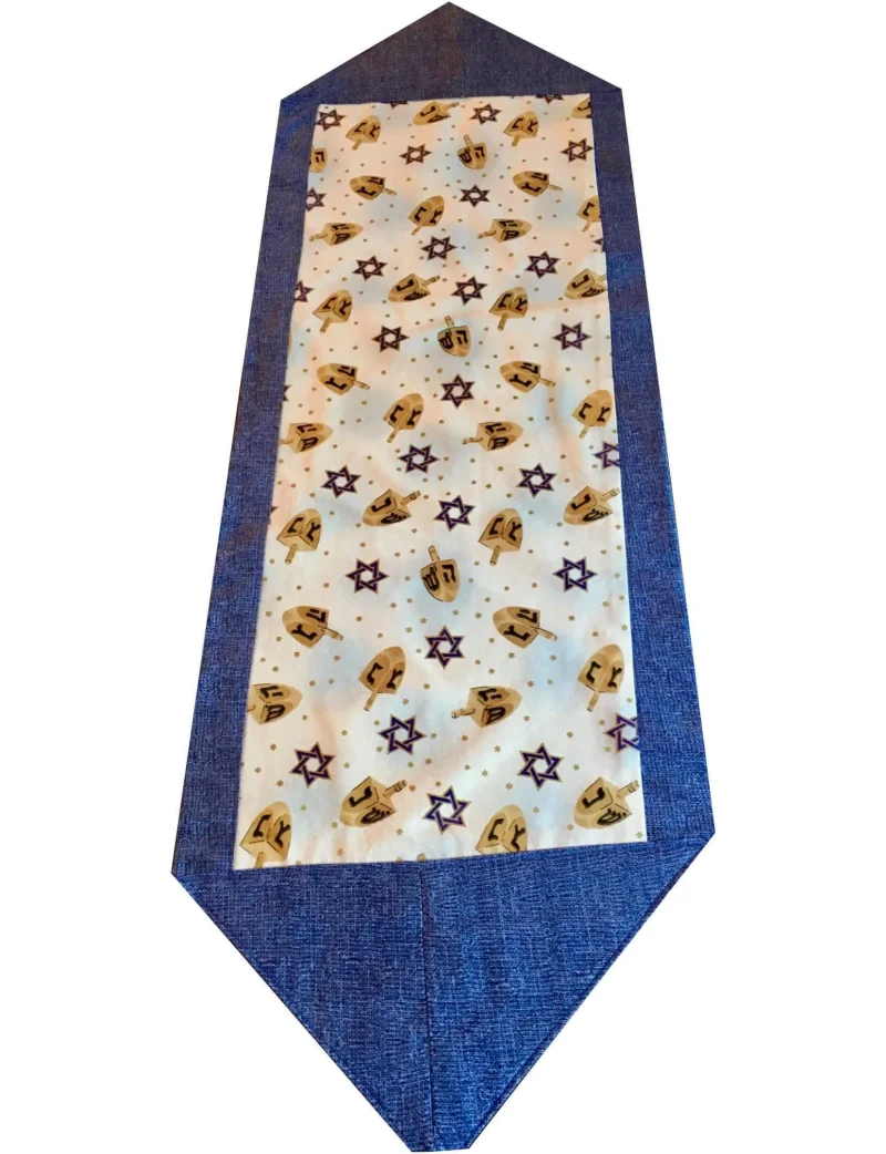 festive hanukkah dreidel table runner