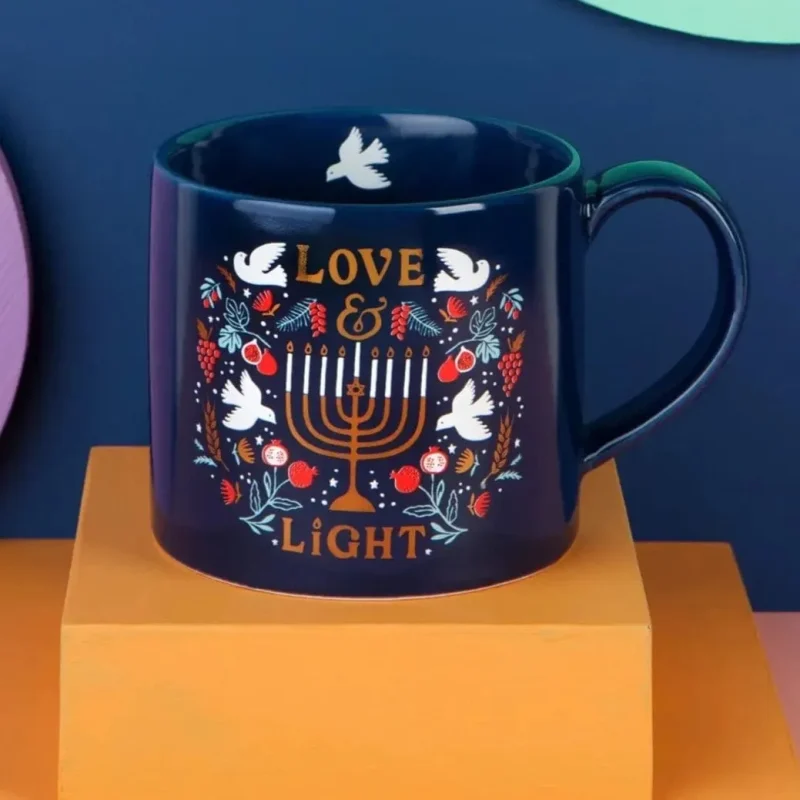 festive hanukkah mug love light design