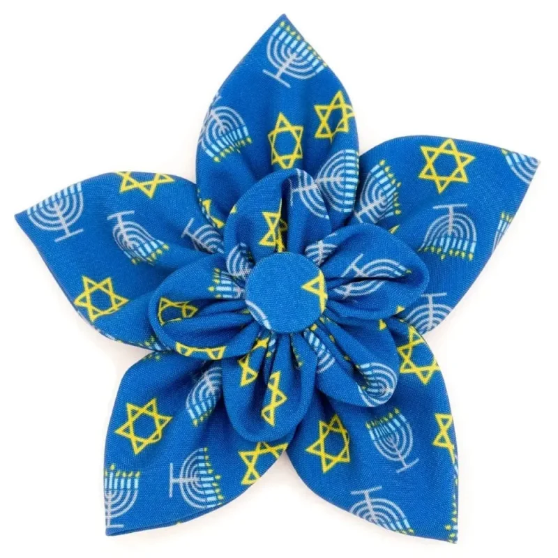 festive hanukkah pet flower collar easy attachment