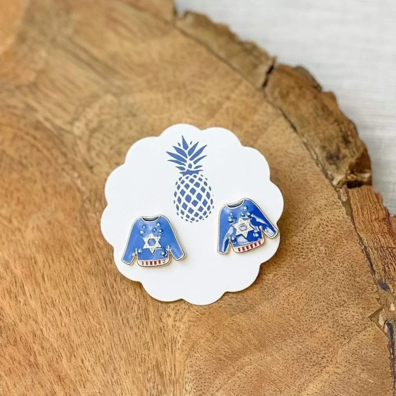 festive hanukkah stud earrings enamel jewelry