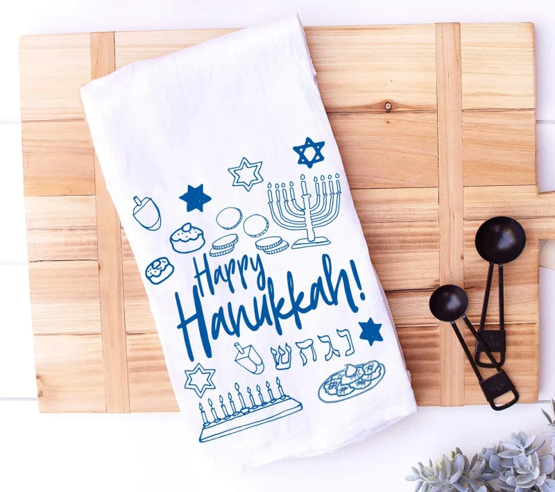 festive hanukkah tea towel perfect holiday gift