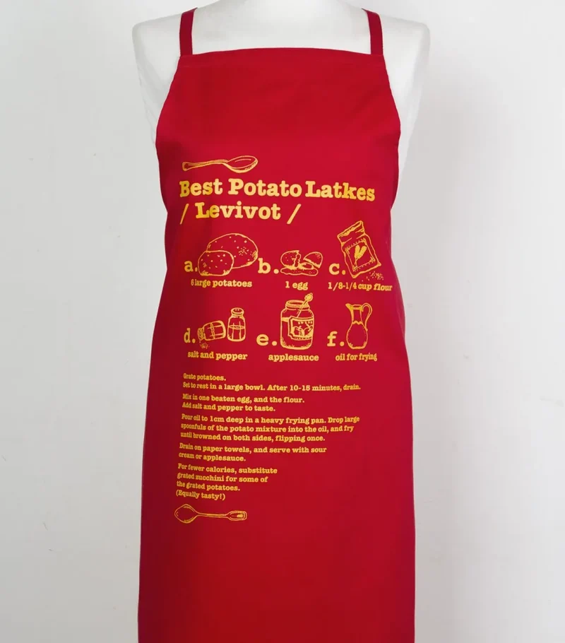 festive red hanukkah latkes apron