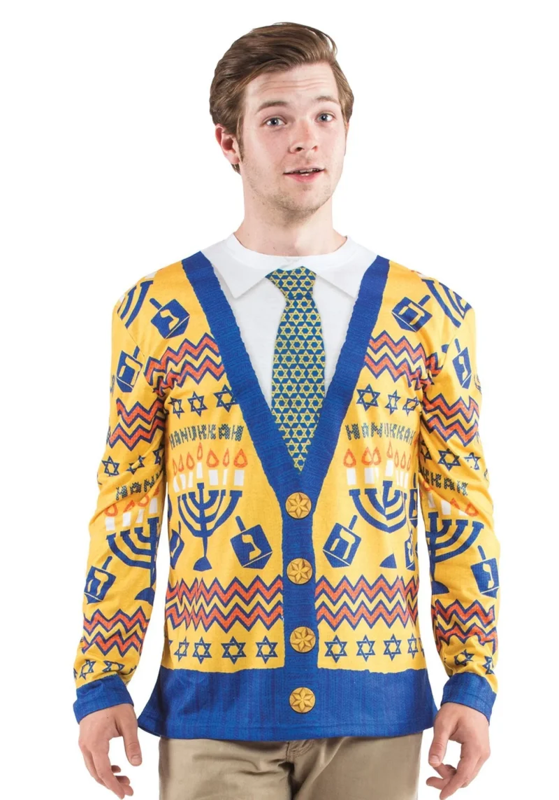 festive ugly hanukkah t shirt sweater