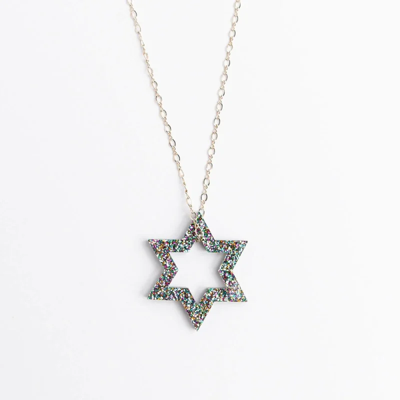 floating magen glitter necklace sparkling multi color