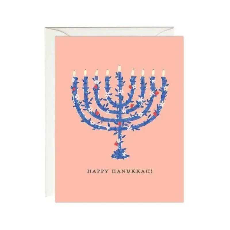 floral menorah card set of 6