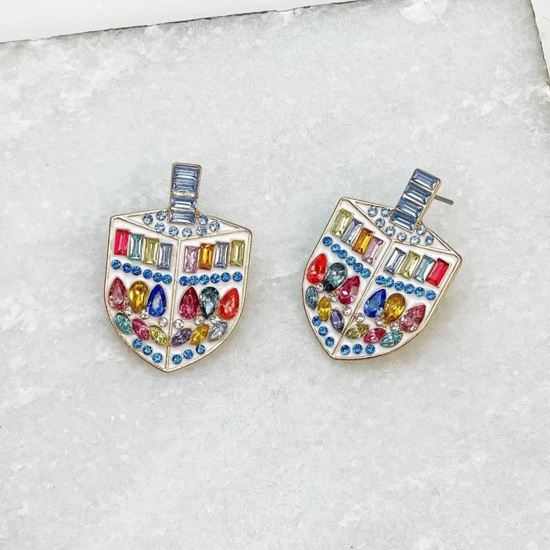 gemstone dreidel earrings