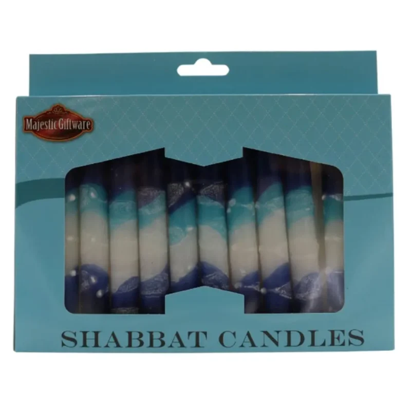 glacier blue shabbat candles 12 pack