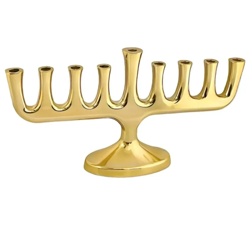 gold aluminum menorah modern design