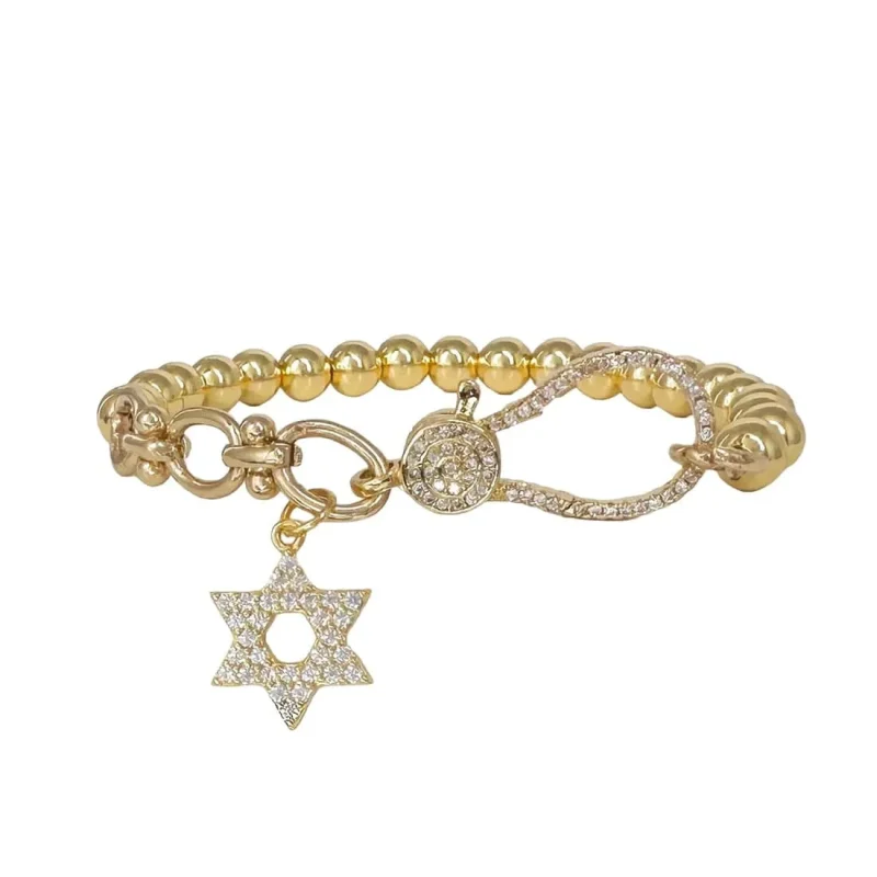 gold crystal star of david stretch bracelet