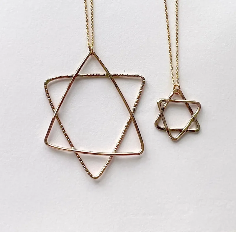 gold filled organic star of david pendant small or large