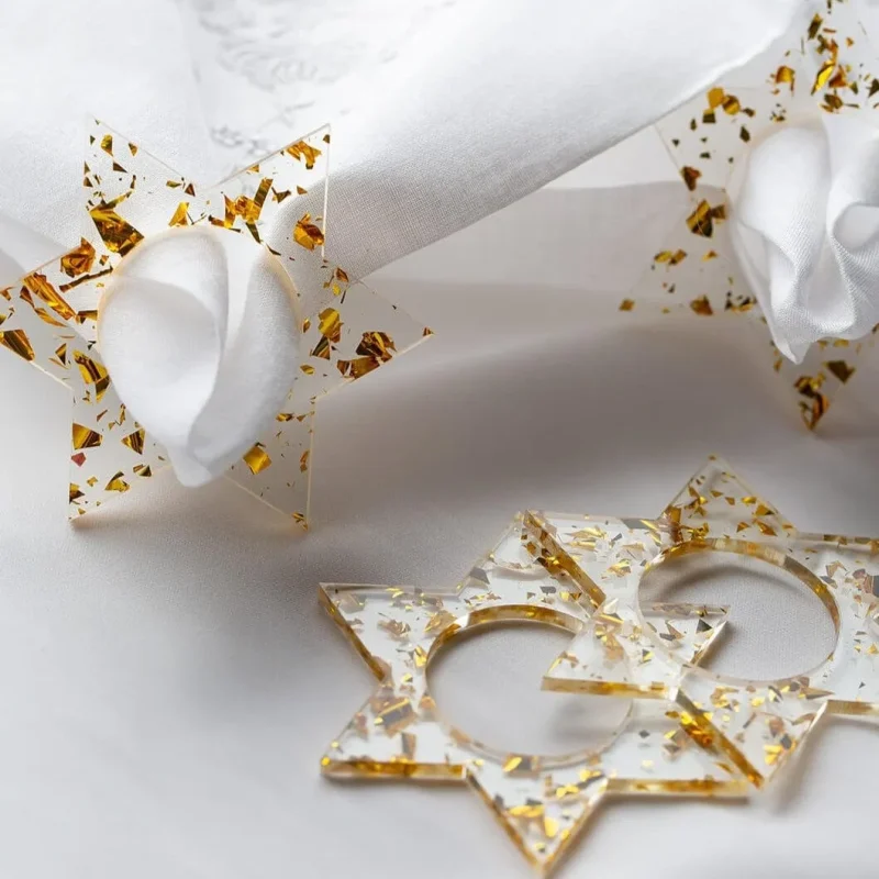 gold fleck magen david napkin rings set of 4