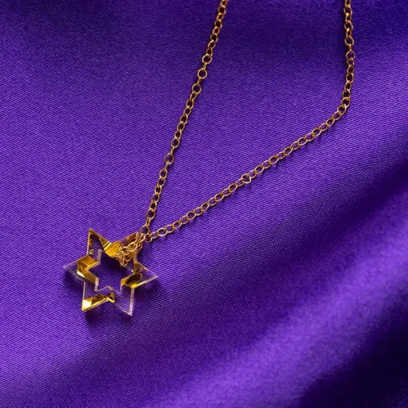 gold fleck micro floating magen david necklace