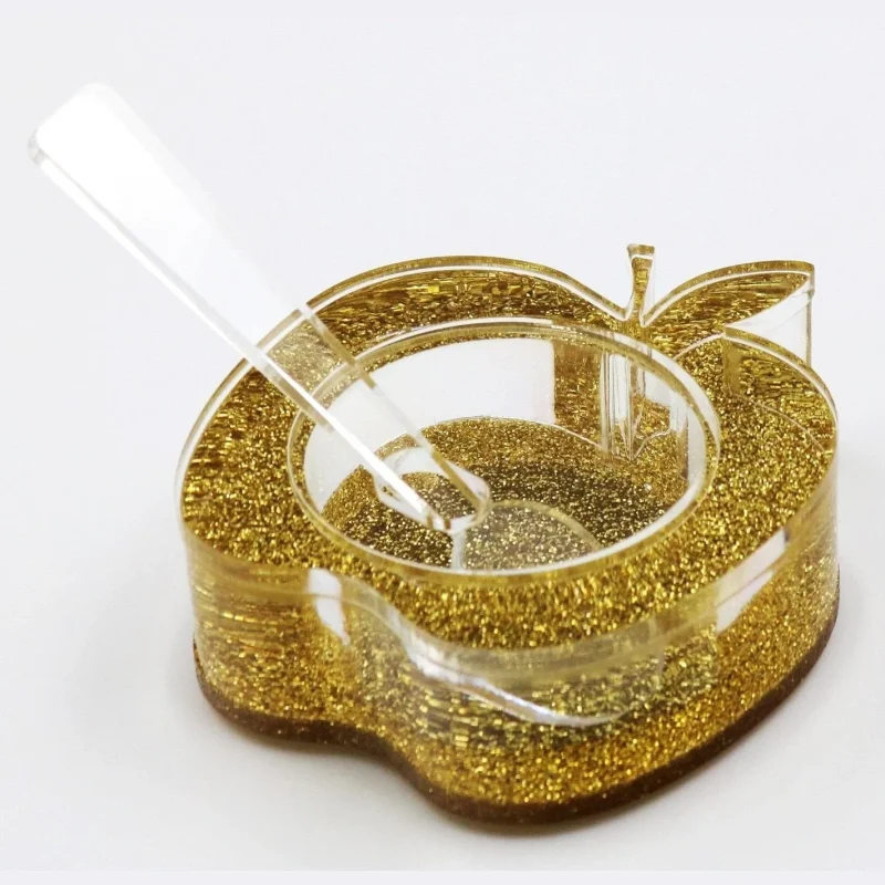 gold glitter apple honey dish lucite design