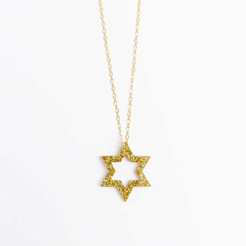 gold glitter floating magen necklace