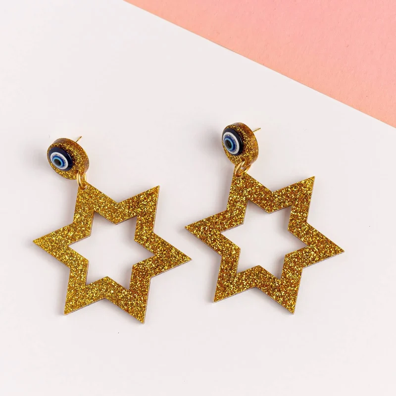 gold glitter statement earrings ester magen