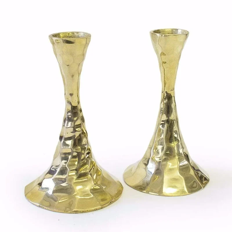 gold hammered candle holders elegant decor