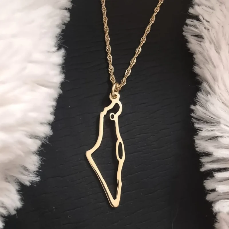 gold israel shape necklace