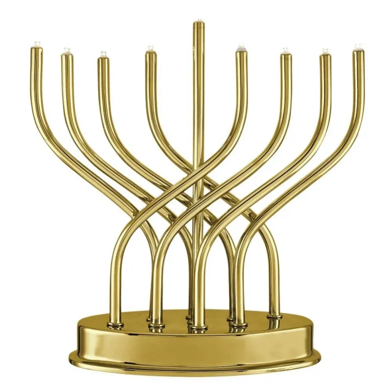 gold led battery operated menorah polished finish