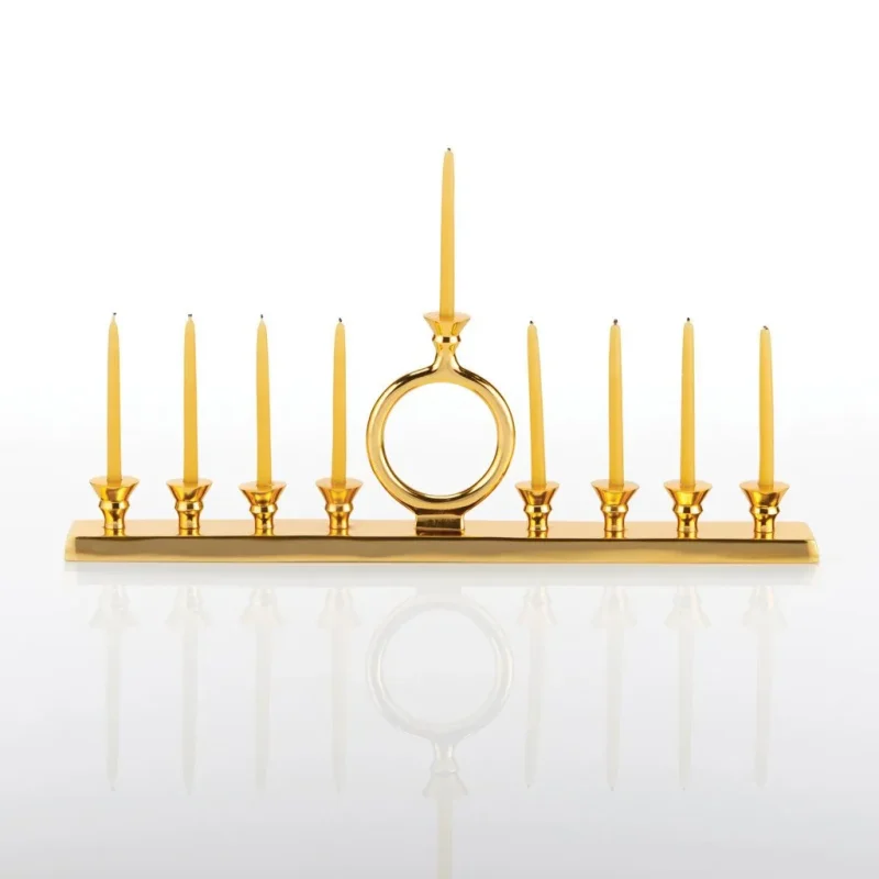 gold menorah candle set for hanukkah