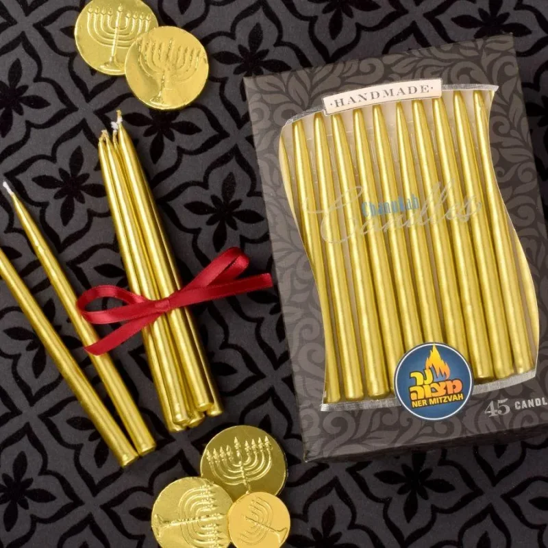 gold metallic hanukkah candles