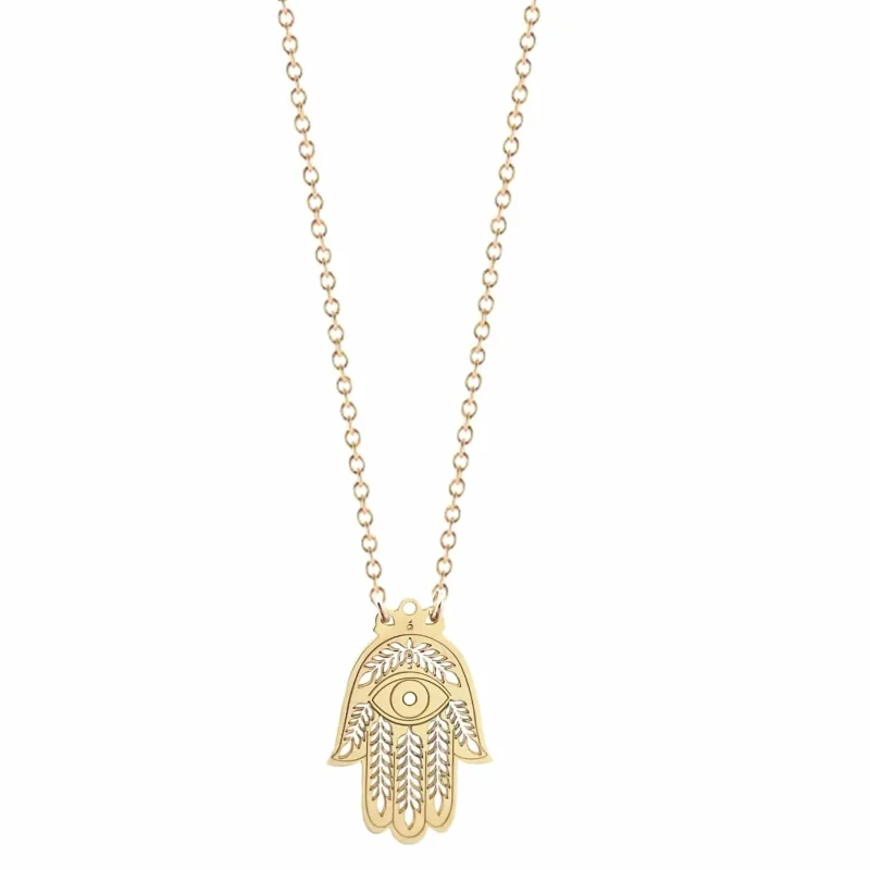 gold or silver evil eye hamsa necklace