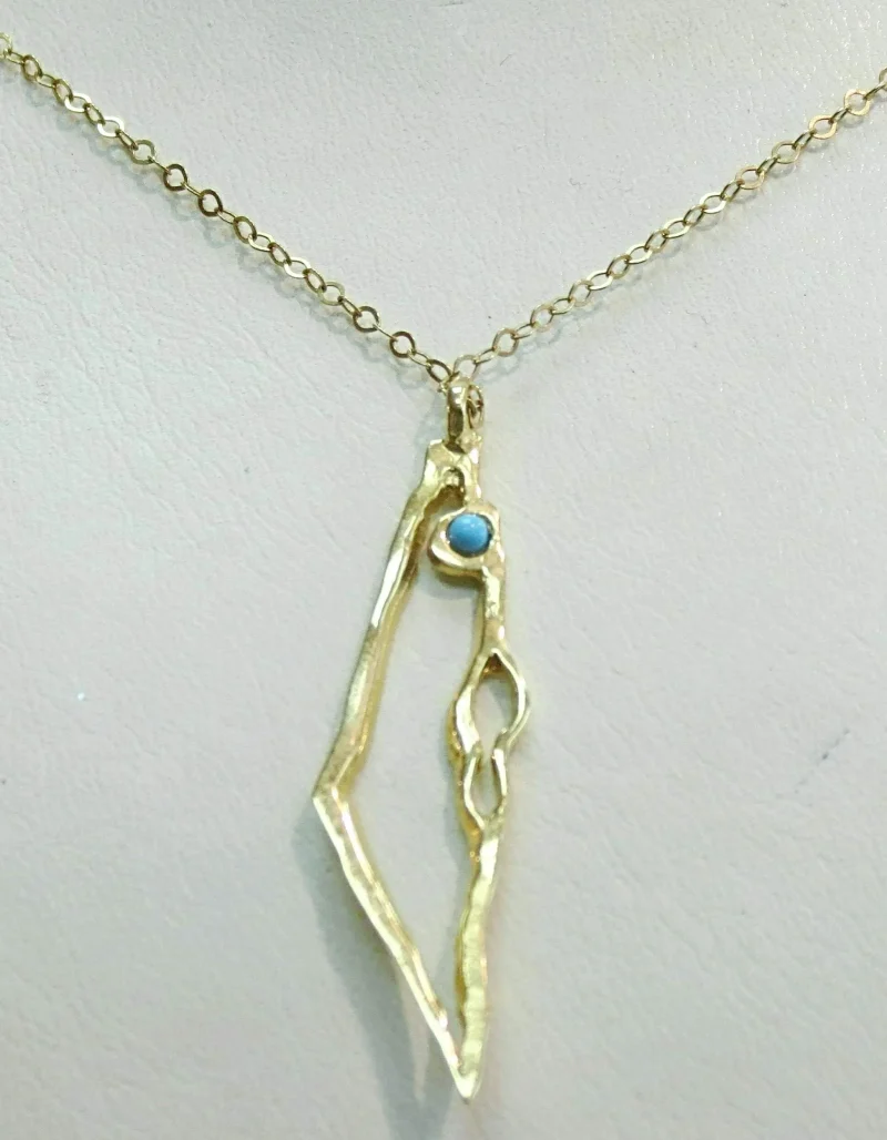 gold or silver israel map necklace