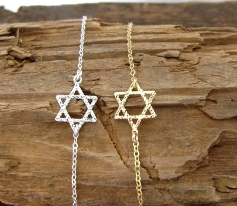 gold or silver star of david bracelet elegant dainty