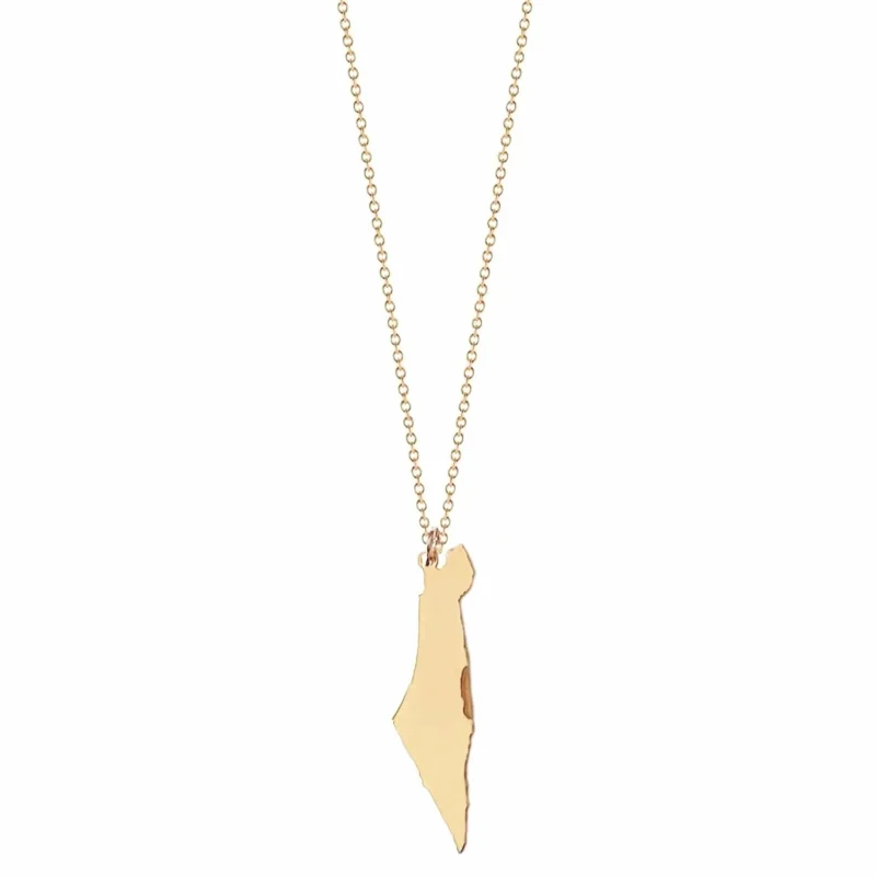 gold plated eretz israel pendant necklace 18k