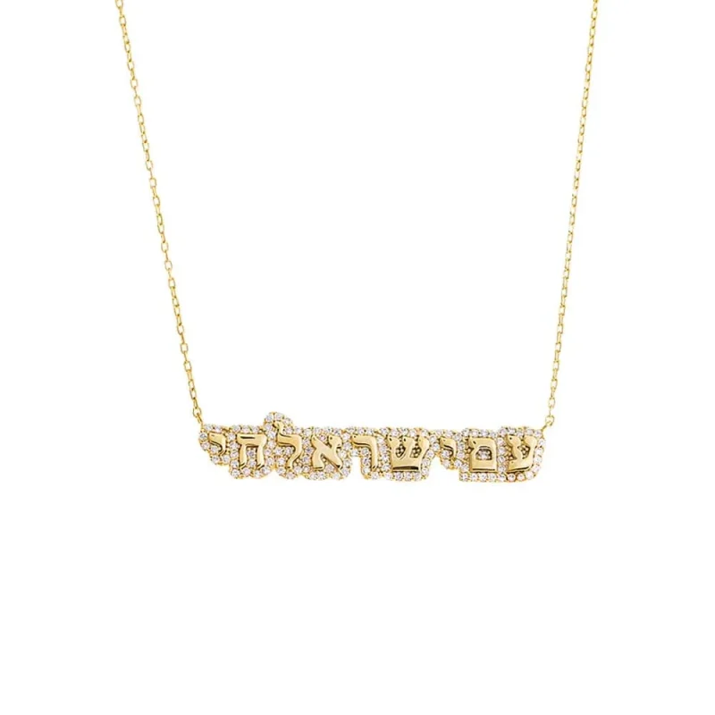 gold plated pave chai necklace