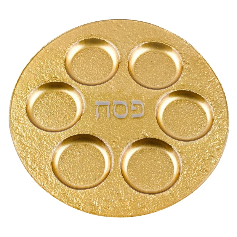 gold seder plate with glass finish