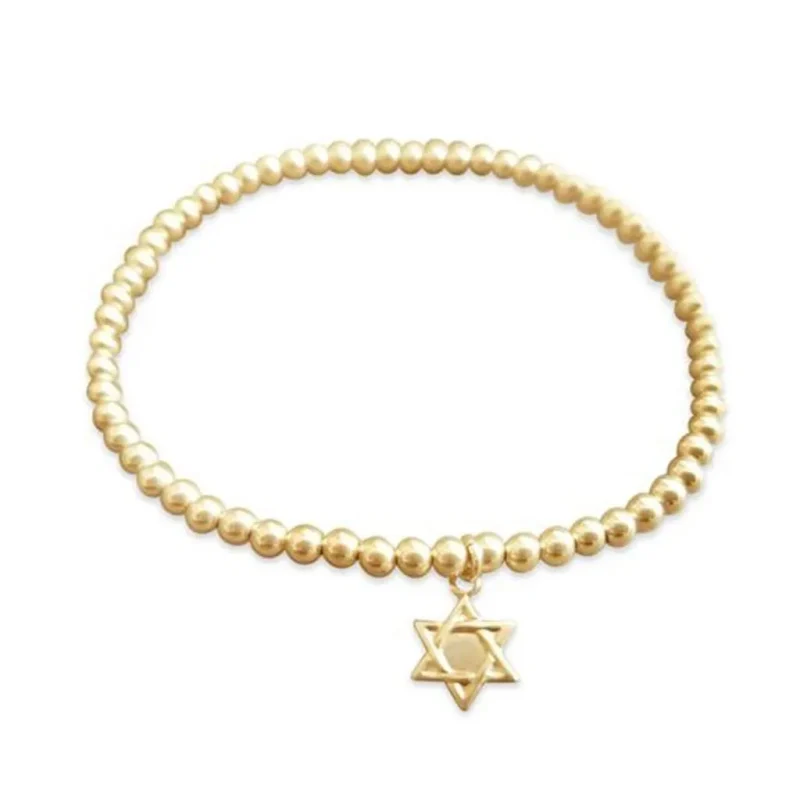 gold star of david beaded bracelet