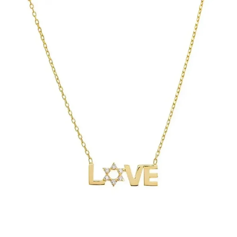 gold star of david love necklace