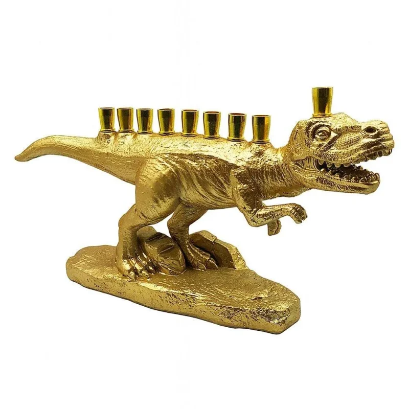 gold t rex menorah exclusive dinosaur hanukkah set