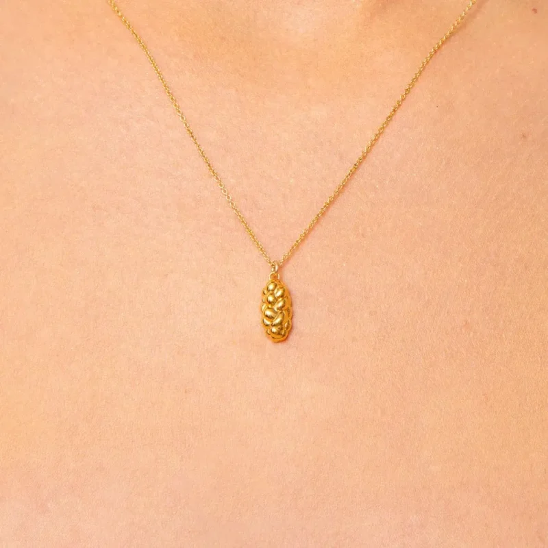 gold vermeil challah charm necklace