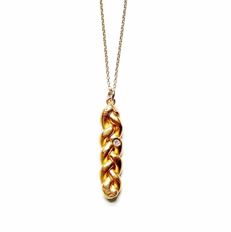 gold vermeil challah pendant necklace