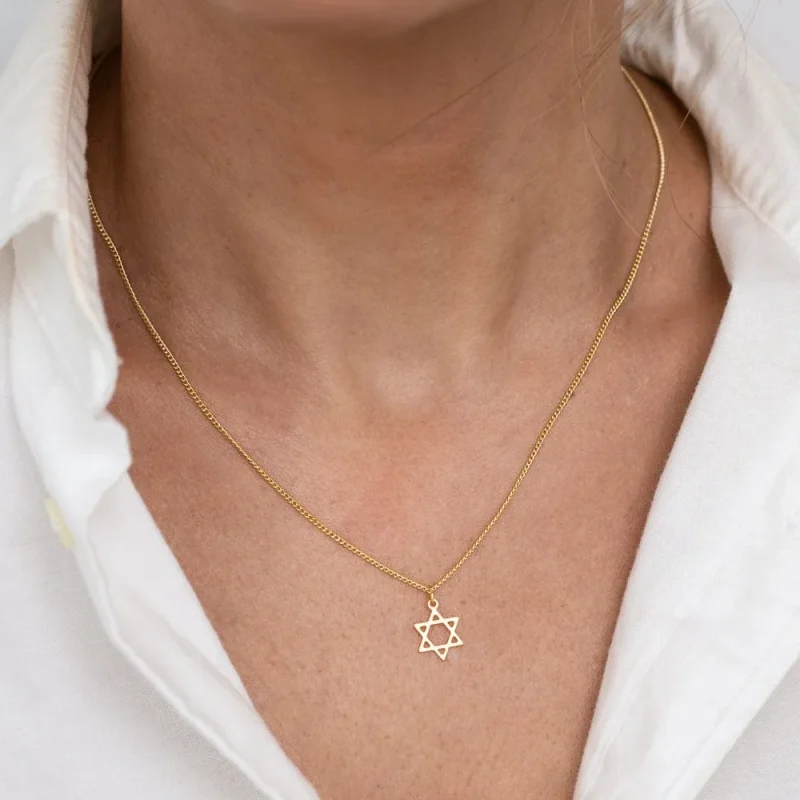 gold vermeil star of david necklace tiny elegant