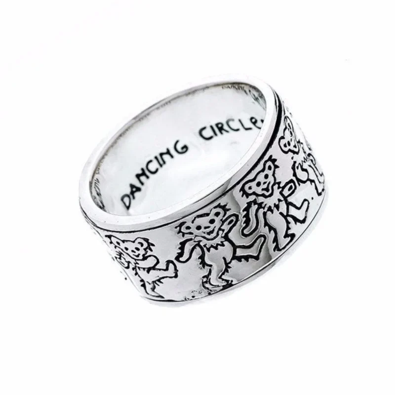 grateful dead sterling silver dancing bear spinner ring