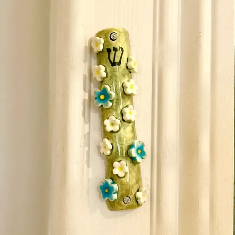 green flower garden mezuzah