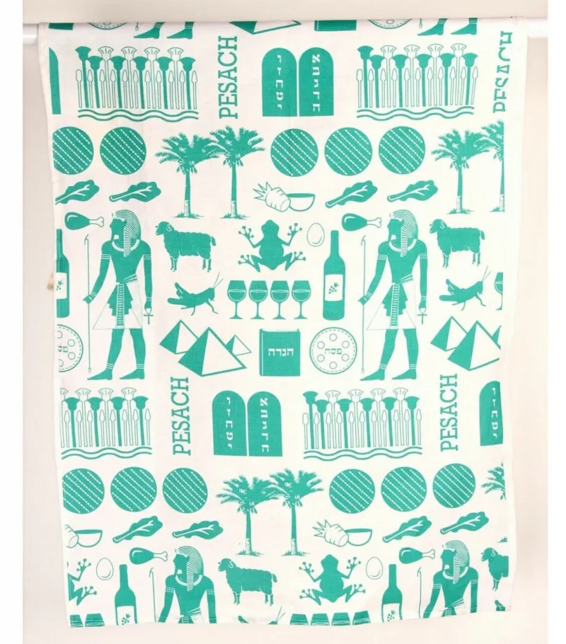 green pharaoh print tea towel