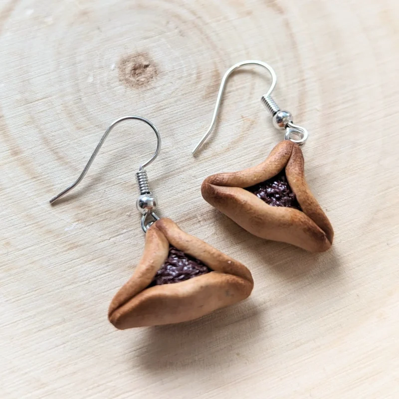 hamantaschen drop earrings for women