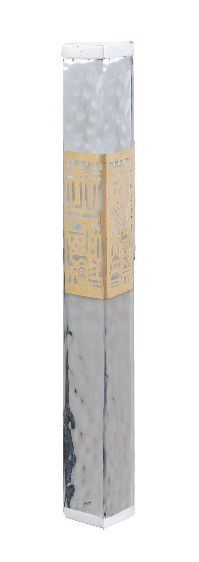 hammered metal jerusalem mezuzah by yair emanuel scaled